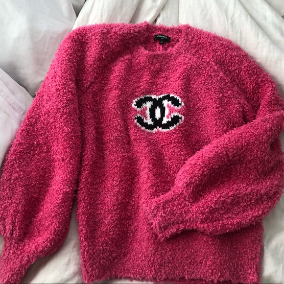 chanel red teddy sweater